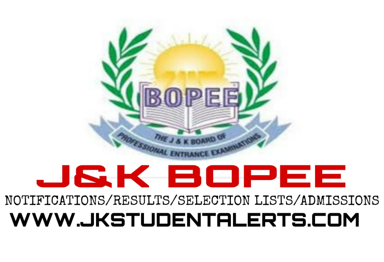 JK BoPEE Provisional Merit List of candidates applied for