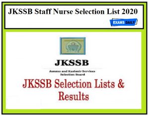 JKSSB Junior Staff Nurse Selection List