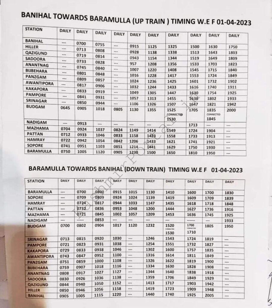 Kashmir Railway Train Timing For 2023 Complete KashmirPortal in JK kashmir-railway-train-timing-for-2023-complete-kashmirportal-in-jk
